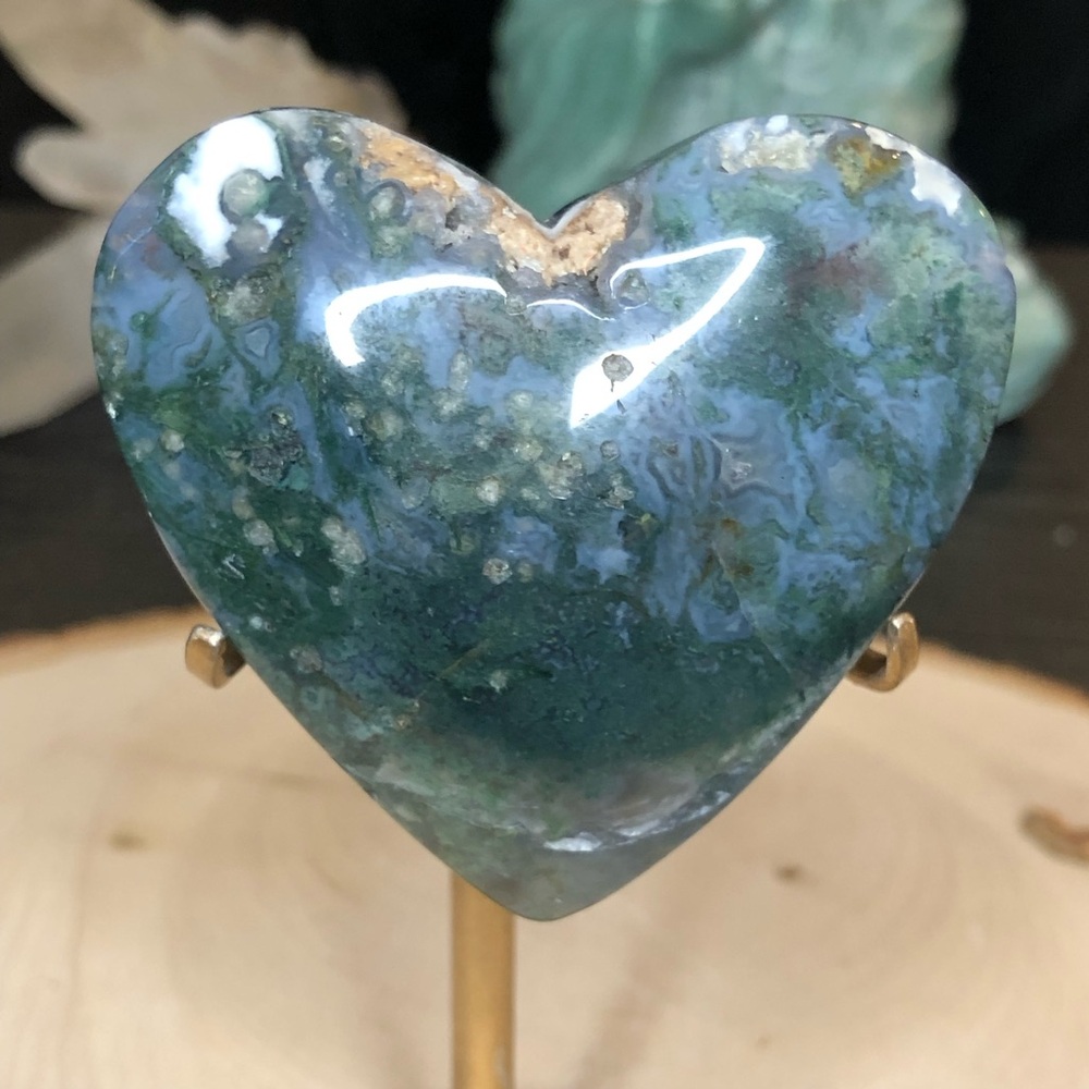 Big Druzy Moss Agate Heart
